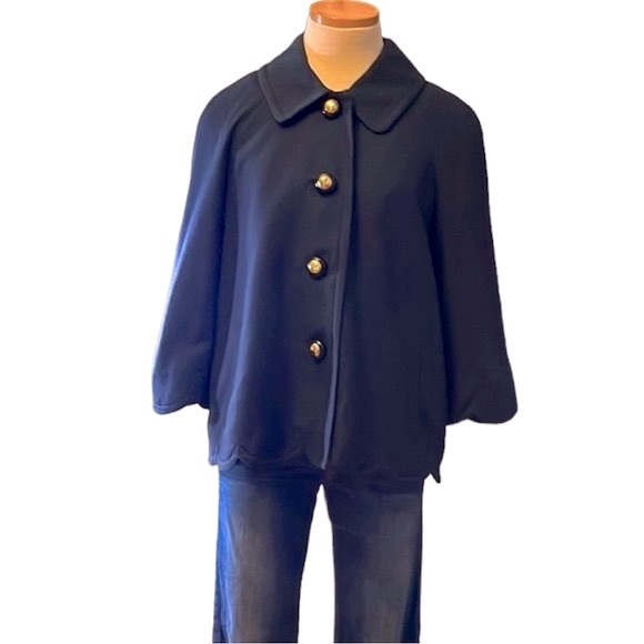 Florence Broadhurst for Kate Spade Buttoned Coat, Navy Blue, size 8 - Picture 7 of 15